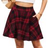 Women's Flared Mini Skater Skirt with Pockets Versatile Elastic High Waist Casual Skirts