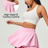 Tennis Skirt Pleated Skorts for Woman Double Ruffle Golf Skirts for Women Skort with Pockets Tummy Control Athletic