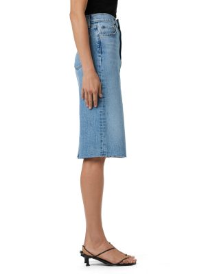 Women's The Joplin High Rise Knee Length Denim Skirt with Front Slit
