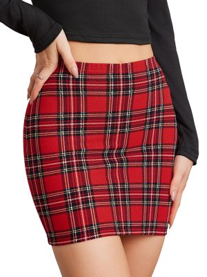 Women's Elastic High Waist Bodycon Pencil Mini Skirt
