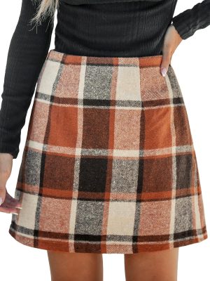 Women High Waist Plaid Skirt Bodycon Pencil Mini Skirts