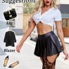 Short Mini Skirts for Women Trendy High Waisted Faux Leather Pleated Solid Ruffle Skirt