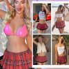 Sexy School Girl Lingerie for Women Student Outfits Roleplay Lingerie Set with Plaid Mini Skirt