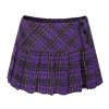 Mini Plaid Slit Skirt Women's US Size Pleated Skirt Schoolgirl Uniform, Multicolour