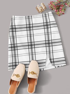 Women's Split Hem Zipper Side Bodycon Mini Skirt