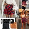 81KnLXFn8NL.jpg Pleated Mini Skirt Plaid Skirts High Waist A Line Skater Skirt for Lingerie Schoolgirl