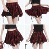 Womens Plaid Skirt Y2k Gothic Clothes High Waisted Irregular Ribbon Puffy Steampunk Mini Skorts