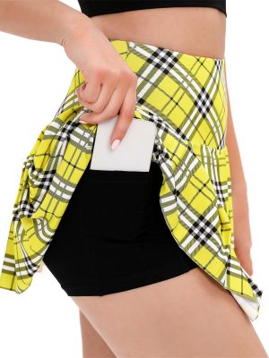 Tennis Skirts for Women Plaid Pleated Athletic Golf Skorts with Shorts Pockets, US XS - US XL