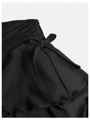 Girl's Summer Mini Skirts High Waisted Ruffle Layered Skirts Swing Flowy Skater Tennis Skirt