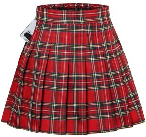 Women Girls Pleated Skirts with Shorts, Elastic Waist Uniform Plus Size Tennis Casual Skirt, 2 Years - US 4XL