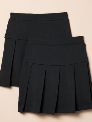 Girls' Uniform Pleated Skort Skirt, Pack of 2