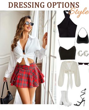 Mini Skirt for Women Pleated Drawstring High Waist Skater Skirt Sexy Lingerie Skirts S-XXL