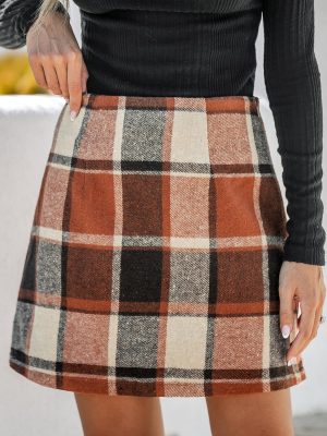 Women High Waist Plaid Skirt Bodycon Pencil Mini Skirts