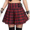 81nxYt1pQhL.jpg Women's Y2K Plaid Skirt Print Flared Hem Mini Skirt Pleated A Line Short Skirts