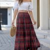 Womens Chiffon Long Skirt Elastic High Waist Floral Maxi Skirts Tiered Pleated A Line Boho Flowy Long Skirts