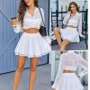 Skirts for Women Lace Pleated Ruffles Skater Skirt Elastic Waistband Sexy Basic Stretchy Flared Casual Mini Skirt