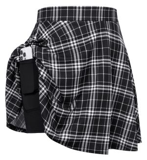 Women Plus Size Casual Mini Skater Skirt Elastic Lining High Waist Basic Flared Skorts Pleated with Pocket