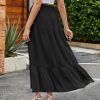 Women's 2025 Summer Flowy Boho Maxi Skirt Trendy Slit Elastic High Waist A Line Beach Long Skirts with Pockets