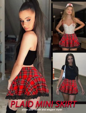 Women Pleated Mini Skirt Sexy Lace Ruffle Solid Skirt Lingerie Short Skirts