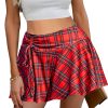 Mini Skirt for Women Pleated Drawstring High Waist Skater Skirt Sexy Lingerie Skirts S-XXL