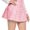 81wL9oXi5L.jpg Women's Casual High Waist Plaid A Line Pleated Mini Skirt
