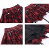 Womens Plaid Skirt Y2k Gothic Clothes High Waisted Irregular Ribbon Puffy Steampunk Mini Skorts