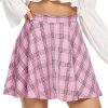 Women's Cute Plaid High Waist Above Knee A-line Skater Mini Short Skirt