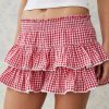 81xbADPtOqL.jpg Womens Halloween Wizard Costume Elastic Waist Ruffle Layered Gingham Mini Skirt Dorothy Dress Fancy Skirt Lace Trim