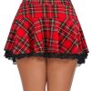 Women Pleated Mini Skirt Sexy Lace Ruffle Solid Skirt Lingerie Short Skirts