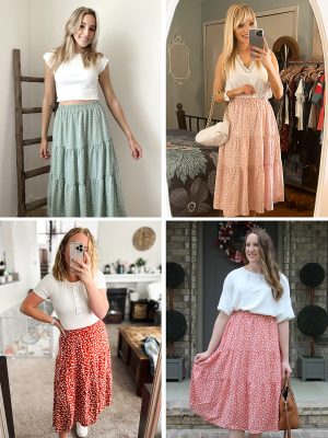 Women's Boho Leopard Print Skirt Pleated A-Line Swing Midi Skirts