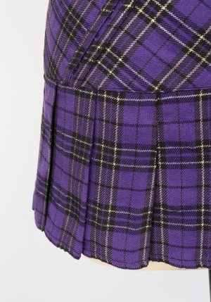 Mini Plaid Slit Skirt Women's US Size Pleated Skirt Schoolgirl Uniform, Multicolour