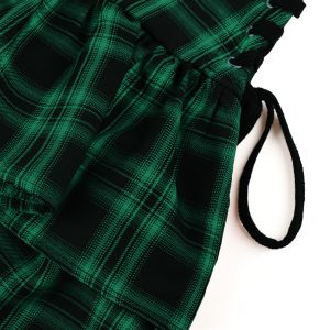 Womens Y2k Gothic Skirt High Waisted Lace Up Double Layered Ruffles Punk Mini Emo Skirts